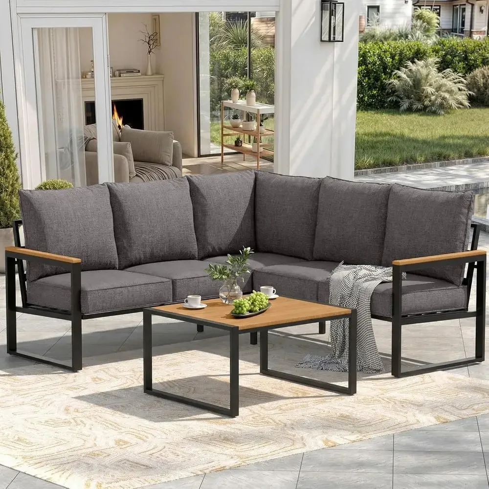 Outdoor Furniture L Shape - 6-częściowy zestaw mebli ogrodowych z sofą