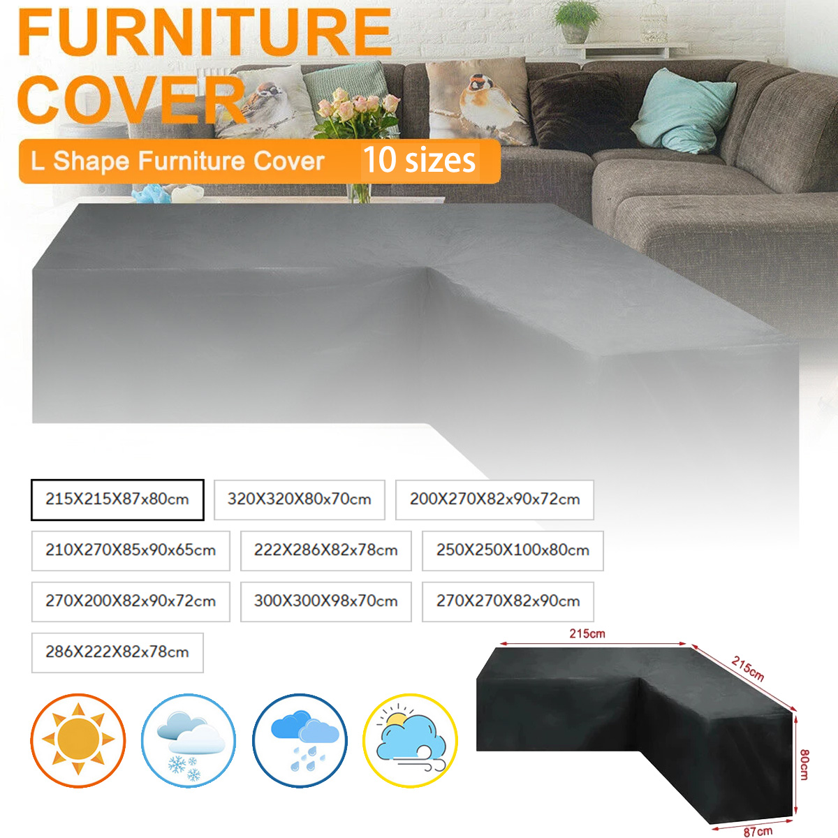 Outdoor Furniture L Shape - Wodoodporny pokrowiec na meble w kształcie