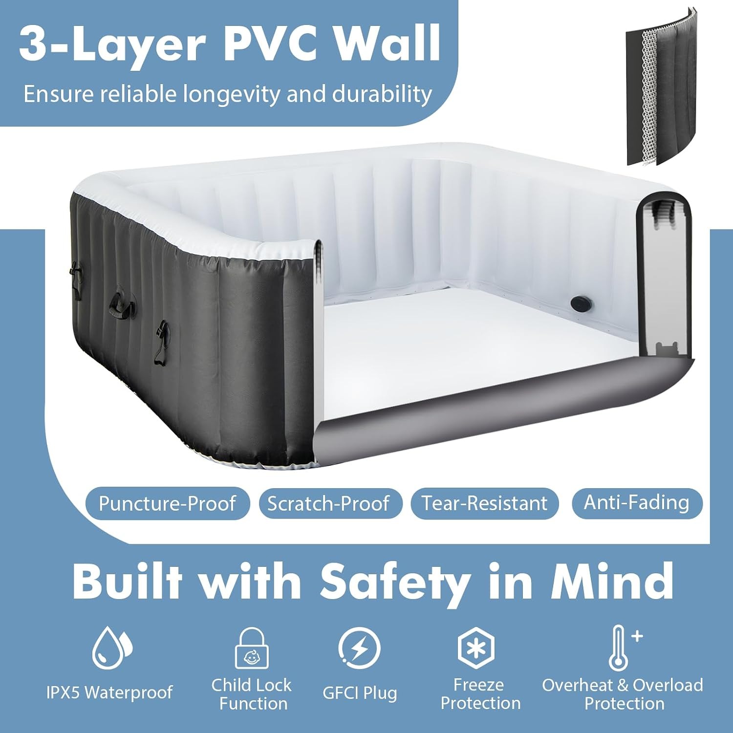 Inflatable Hot Tub - Nadmuchiwana wanna z hydromasażem, 130 dysz