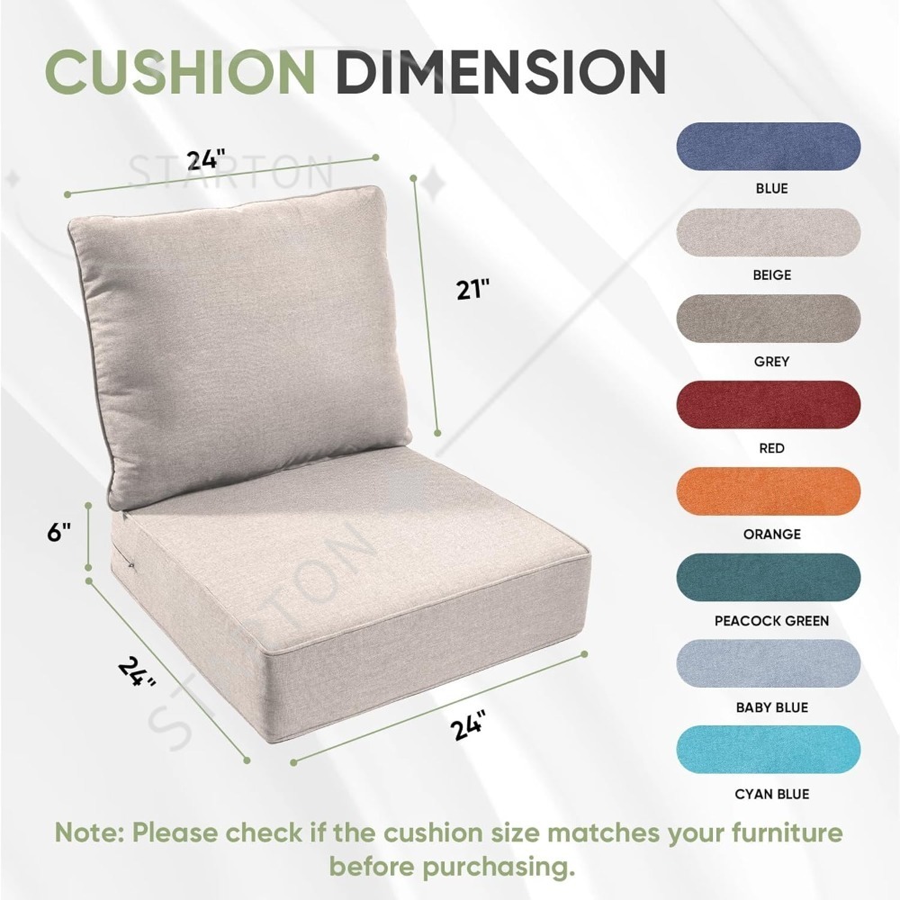 Outdoor Furniture Cushions 24 X 24 - Zestaw 3 poduszek na krzesła ogrodowe,