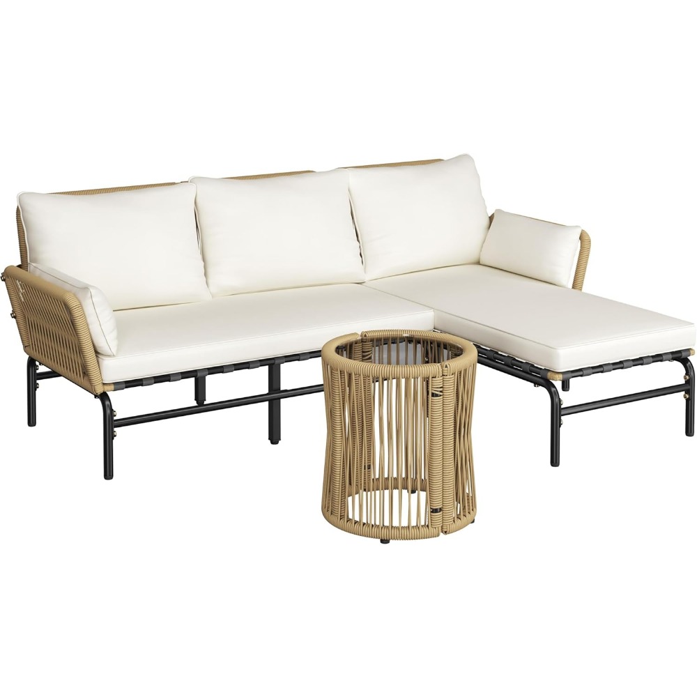 Outdoor Furniture L Shape - 3-częściowy zestaw mebli ogrodowych w kształcie
