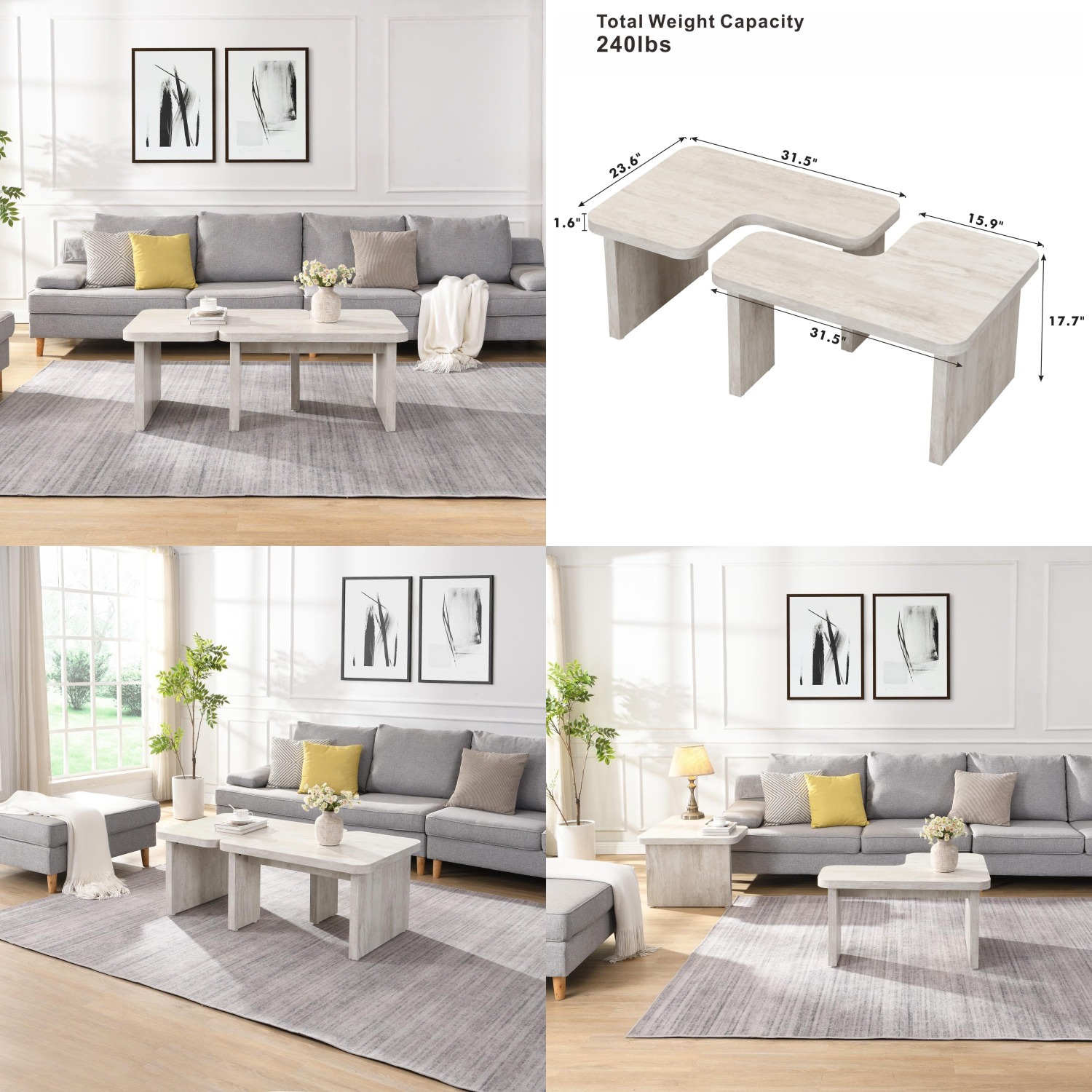 Outdoor Furniture L Shape - Prostokątny, rozkładany drewniany stolik kawowy w