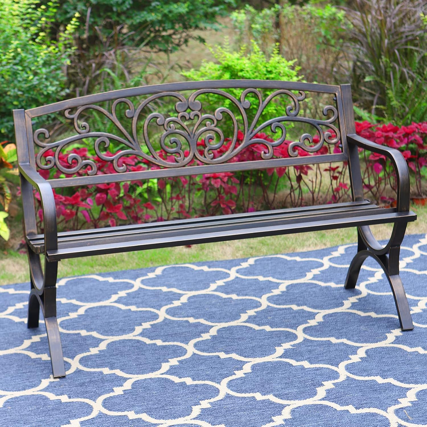 Outdoor Furniture Bench - Ławka ogrodowa z brązu, 50 cali,