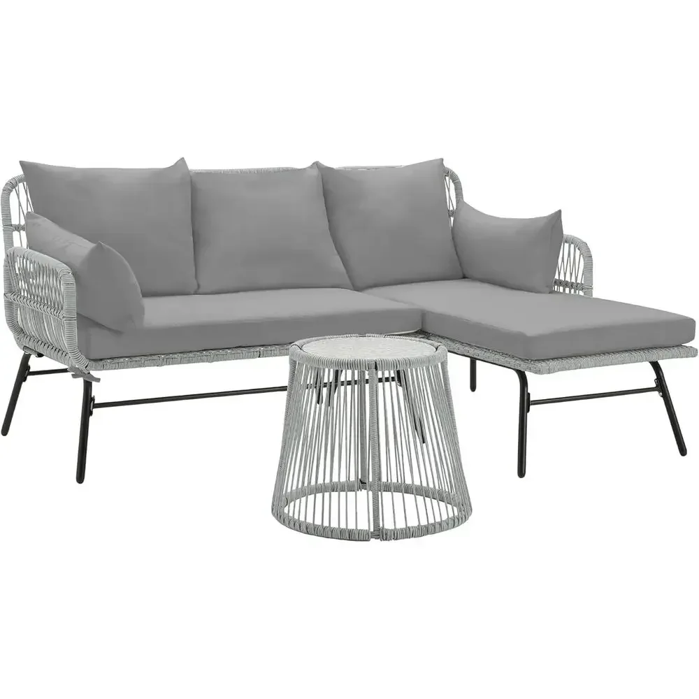 Szary narożny zestaw mebli ogr – Outdoor Furniture L Shape recenzja i cena