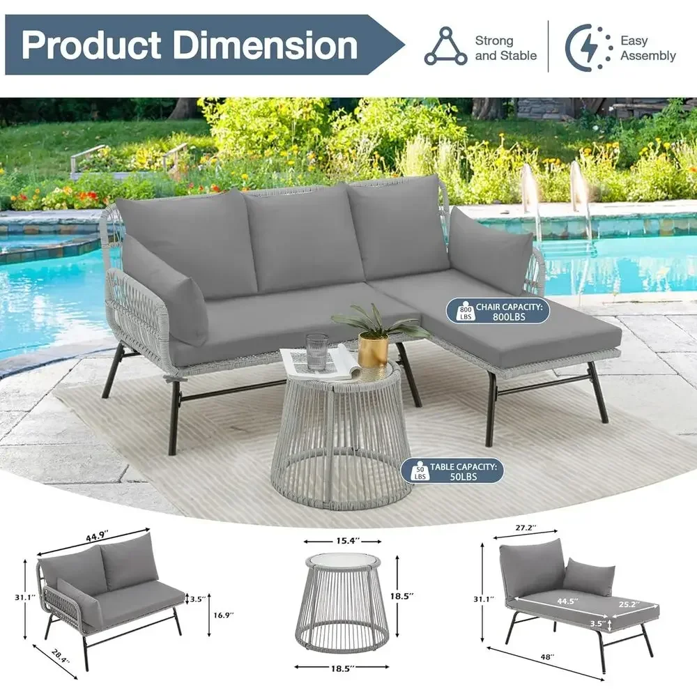 Szary narożny zestaw mebli ogr – Outdoor Furniture L Shape recenzja i cena