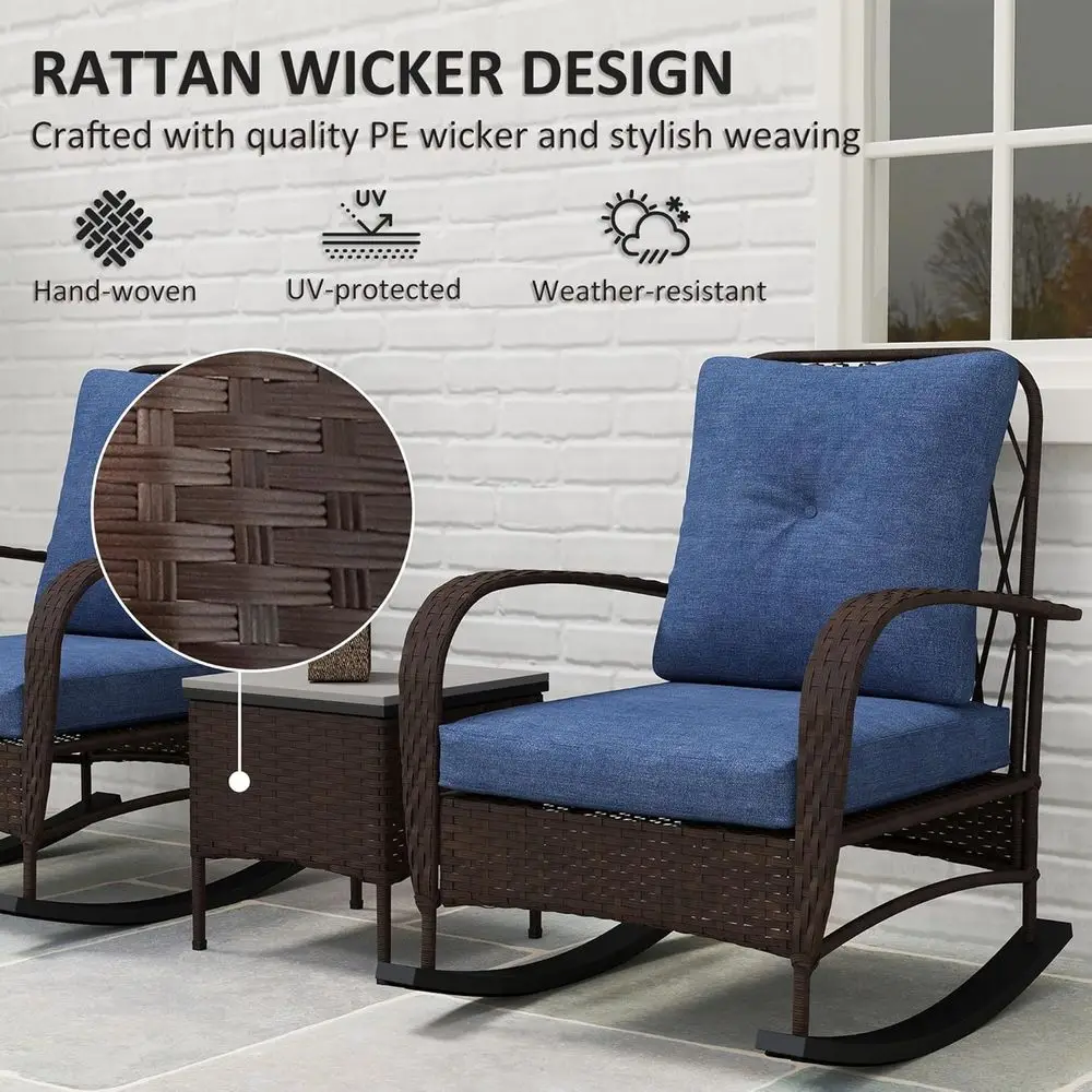 Wiklinowy 3-częściowy zestaw m – Outdoor Furniture Rocking Chair recenzja i cena