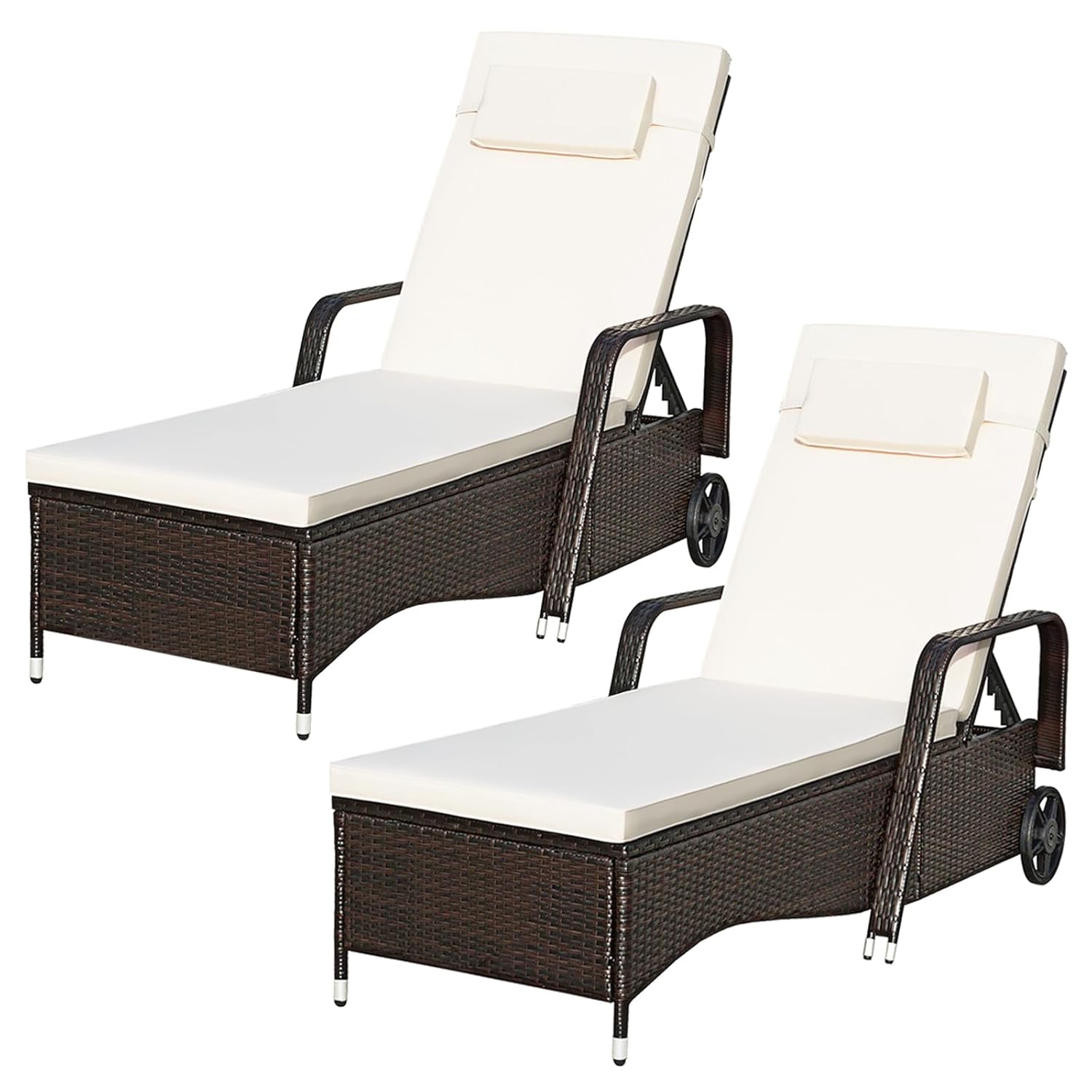 2 szt. leżaków z rattanu PE z  – Outdoor Furniture No Cushions recenzja i cena