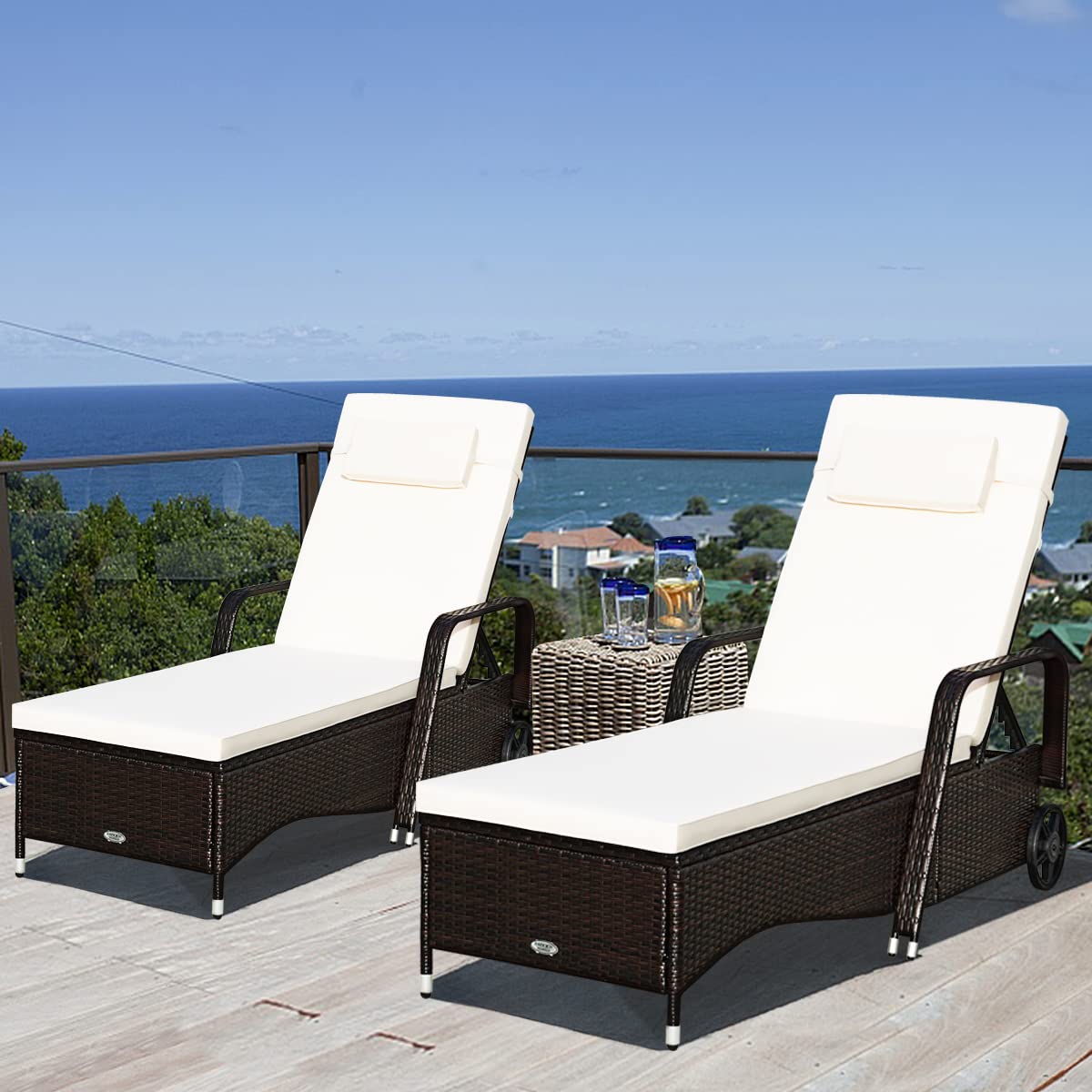 2 szt. leżaków z rattanu PE z  – Outdoor Furniture No Cushions recenzja i cena