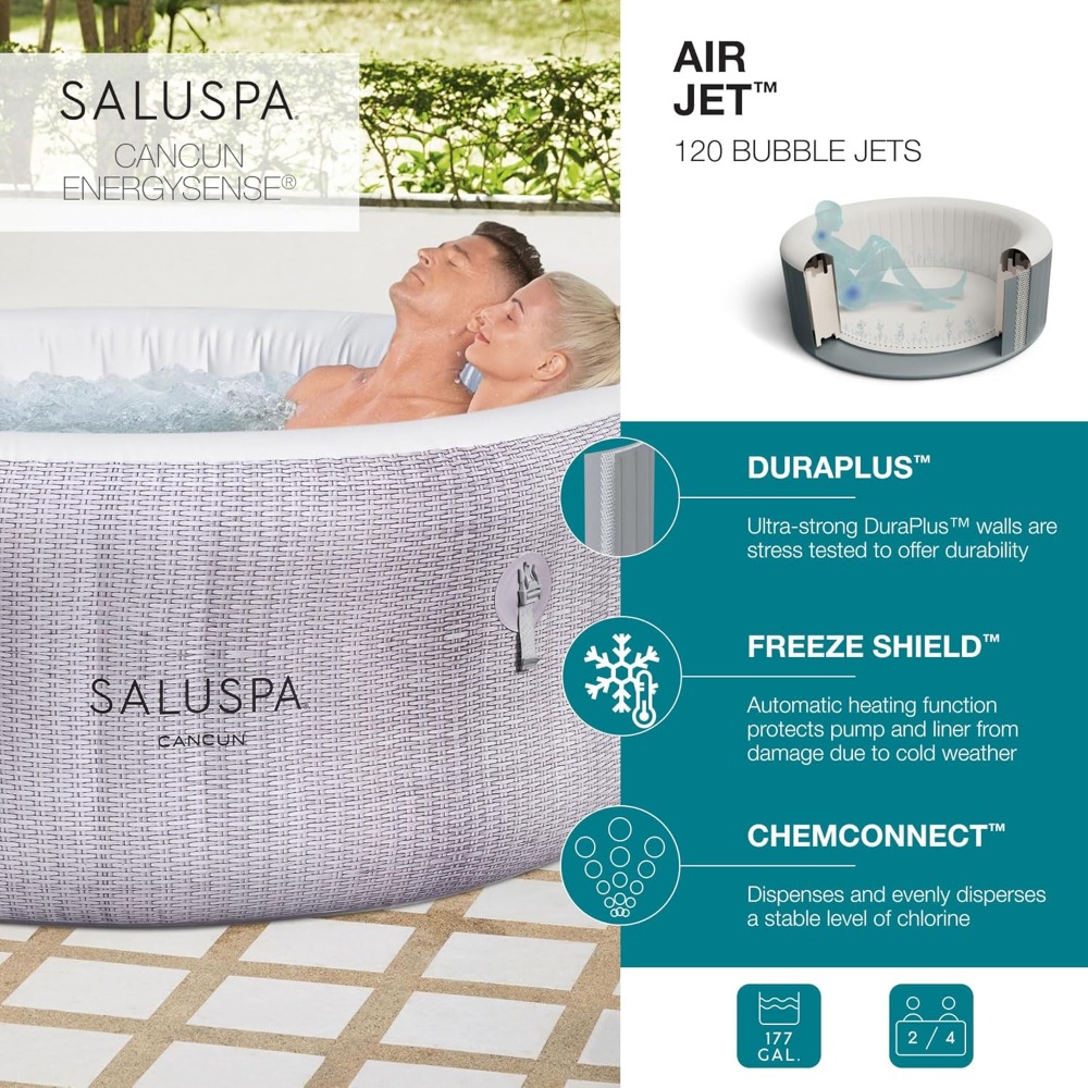 SaluSpa Cancun 2-4 osobowy dmu – Inflatable Hot Tub recenzja i cena