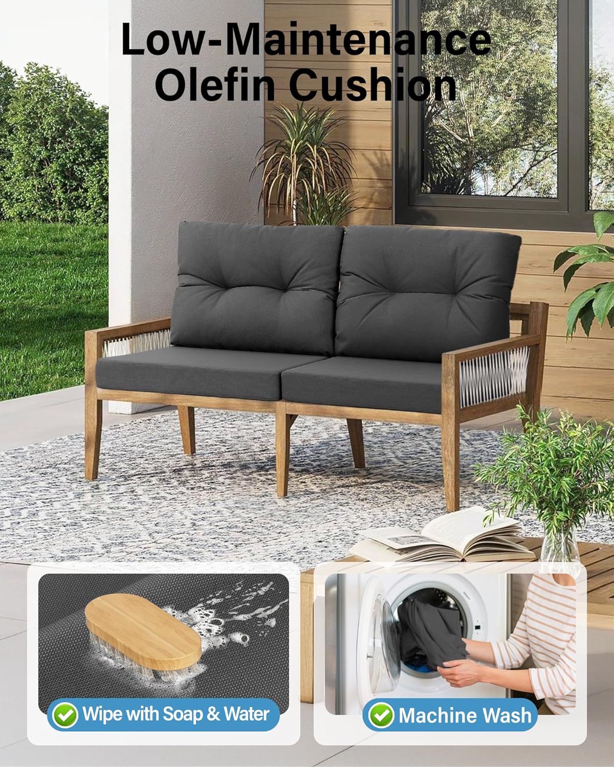 Zestaw 4 szaro-szarych podusze – Outdoor Furniture Cushions 24 X 24 recenzja i cena