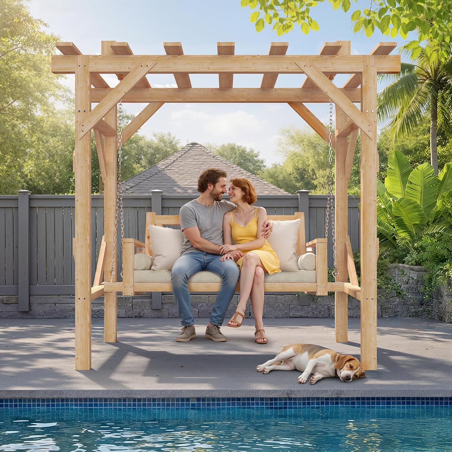 Huśtawka ogrodowa z drewna ced – Outdoor Furniture Bench recenzja i cena