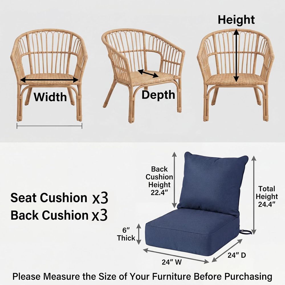 6 Grubych Poduszek na Krzesła  – Outdoor Furniture Cushions 24 X 24 recenzja i cena