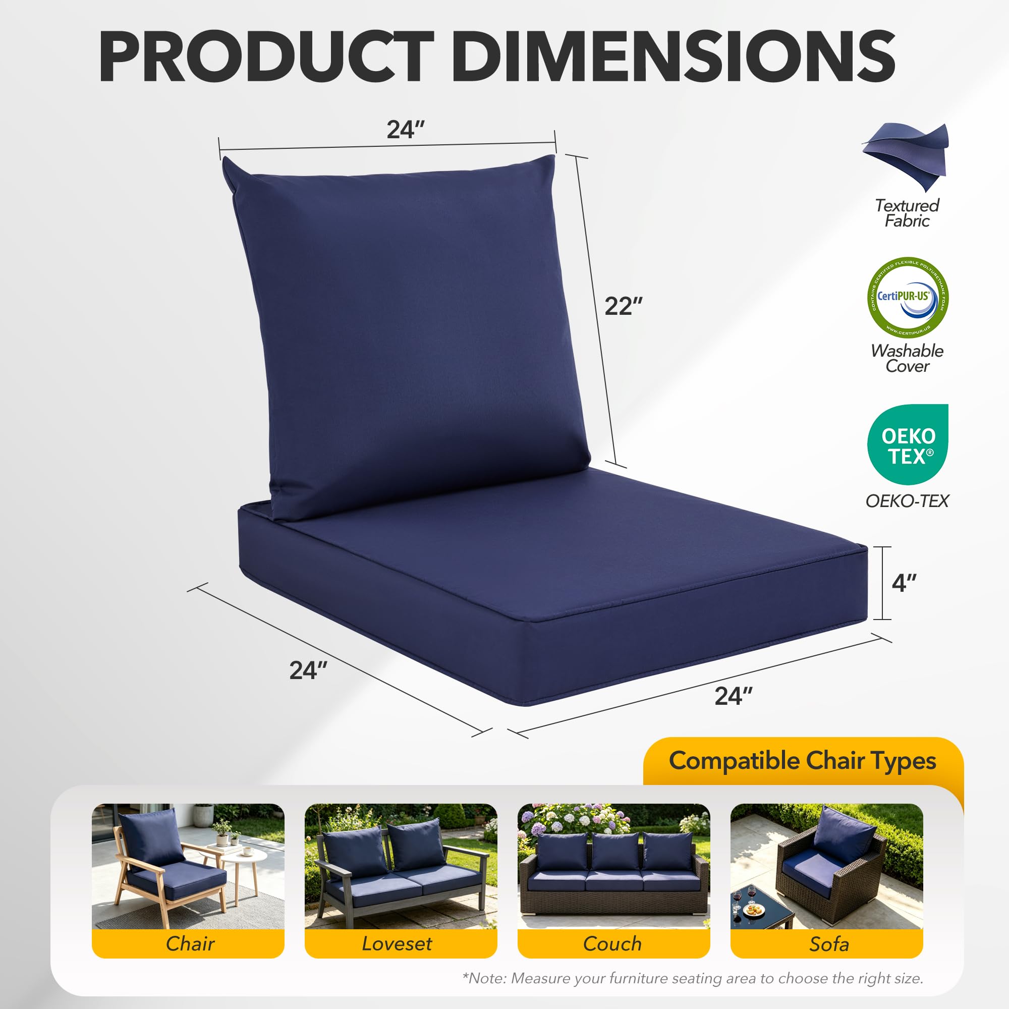Zestaw 4 poduszek na krzesła o – Outdoor Furniture Cushions 24 X 24 recenzja i cena