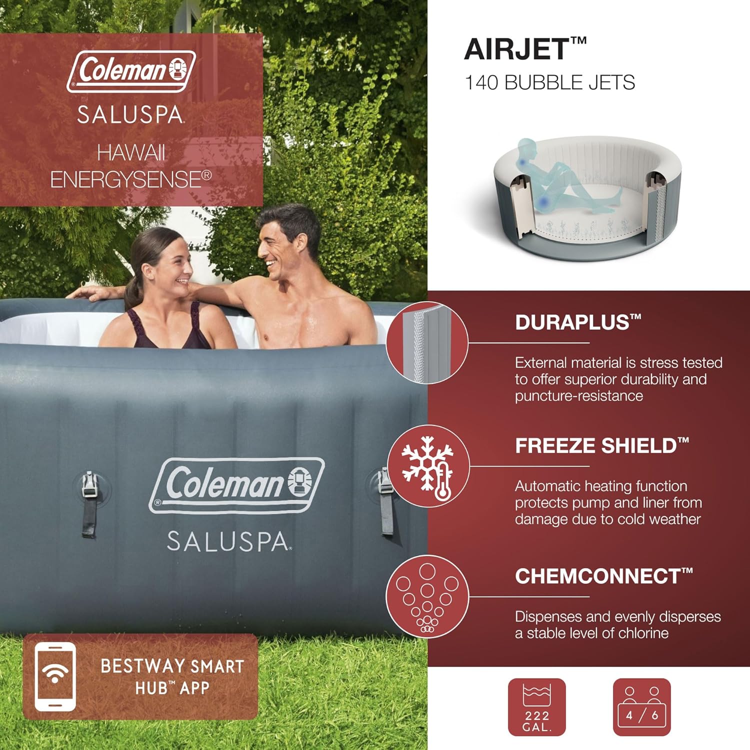 Hawaii AirJet Duża Kwadratowa  – Inflatable Hot Tub recenzja i cena