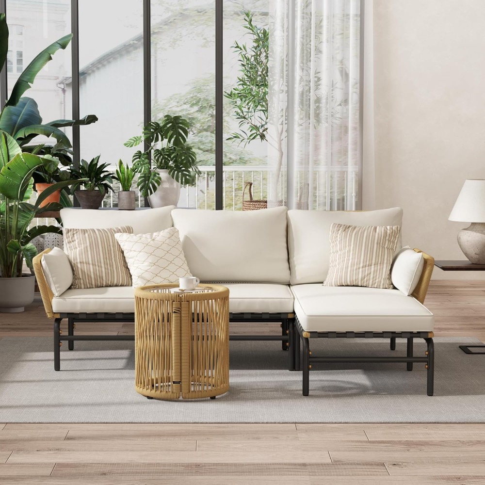 3-częściowy zestaw mebli ogrod – Outdoor Furniture L Shape recenzja i cena