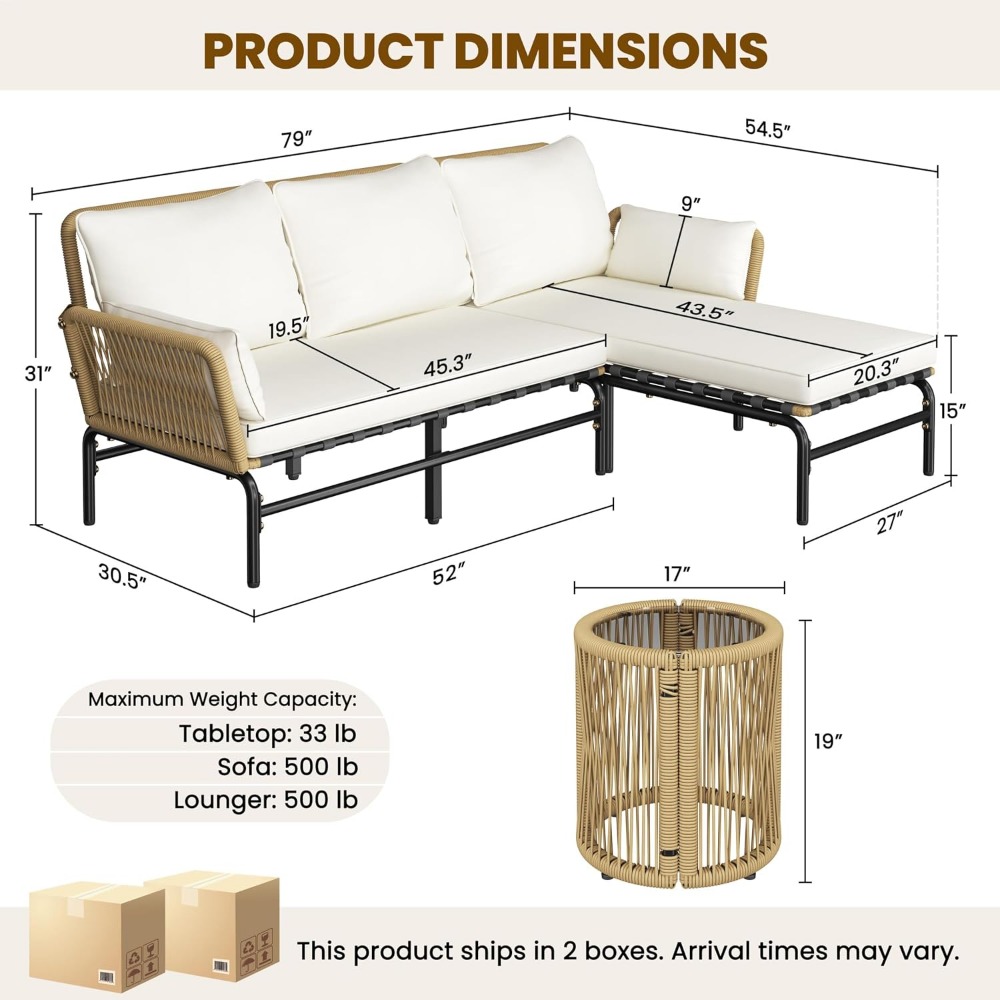 3-częściowy zestaw mebli ogrod – Outdoor Furniture L Shape recenzja i cena