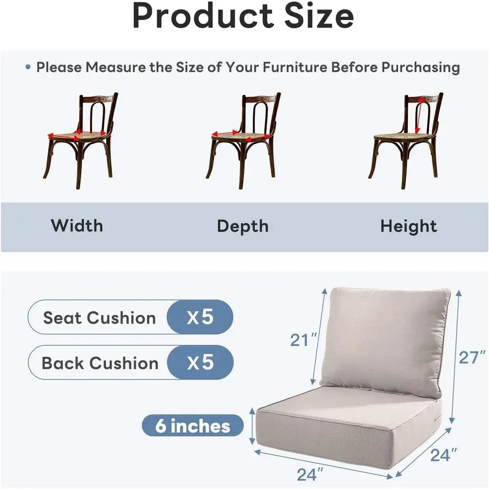 6 Grubych Poduszek na Krzesła  – Outdoor Furniture Cushions 24 X 24 recenzja i cena